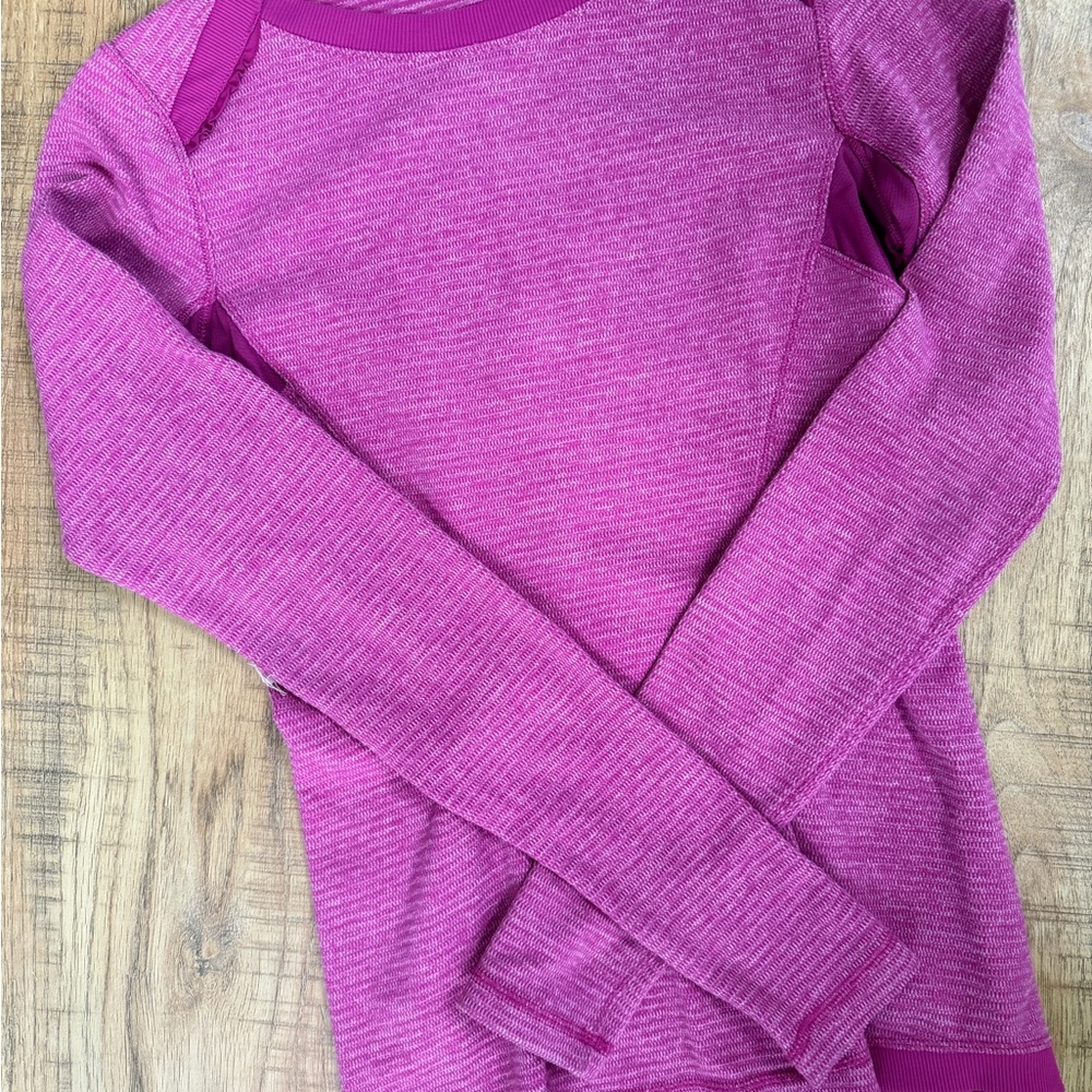 EYC Lululemon 6 Long Sleeve Shirt Pink Ruffles Athletic Crewneck Tee
